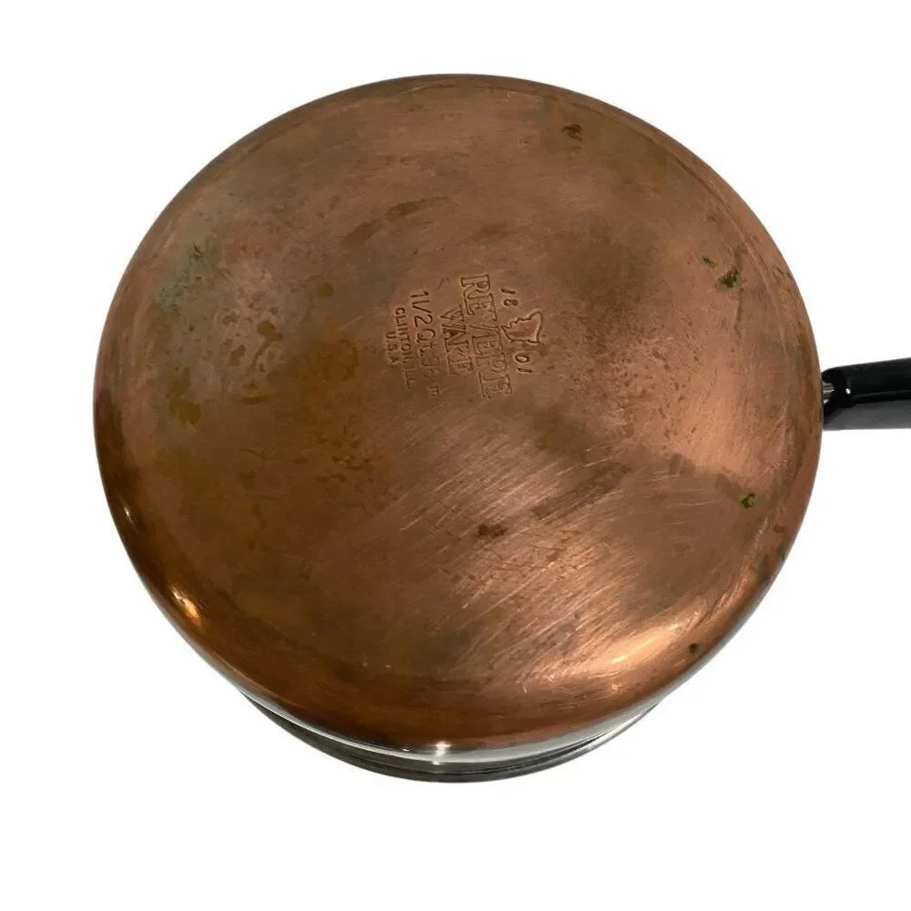 Revere Ware Vintage 1801 Copper Bottom 1 1/2 QT Sauce Pan With Lid